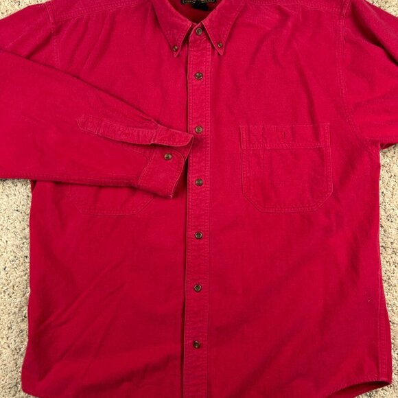 Eddie Bauer Bainbridge Flannels Shirt Red Long Sleeve Button Up Flannel Large - Picture 1 of 7